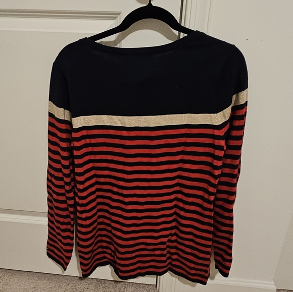 Tommy Hilfiger Red, Blue, and Gold Striped Pullover Sweater Women's Large NWT - Picture 3 of 4